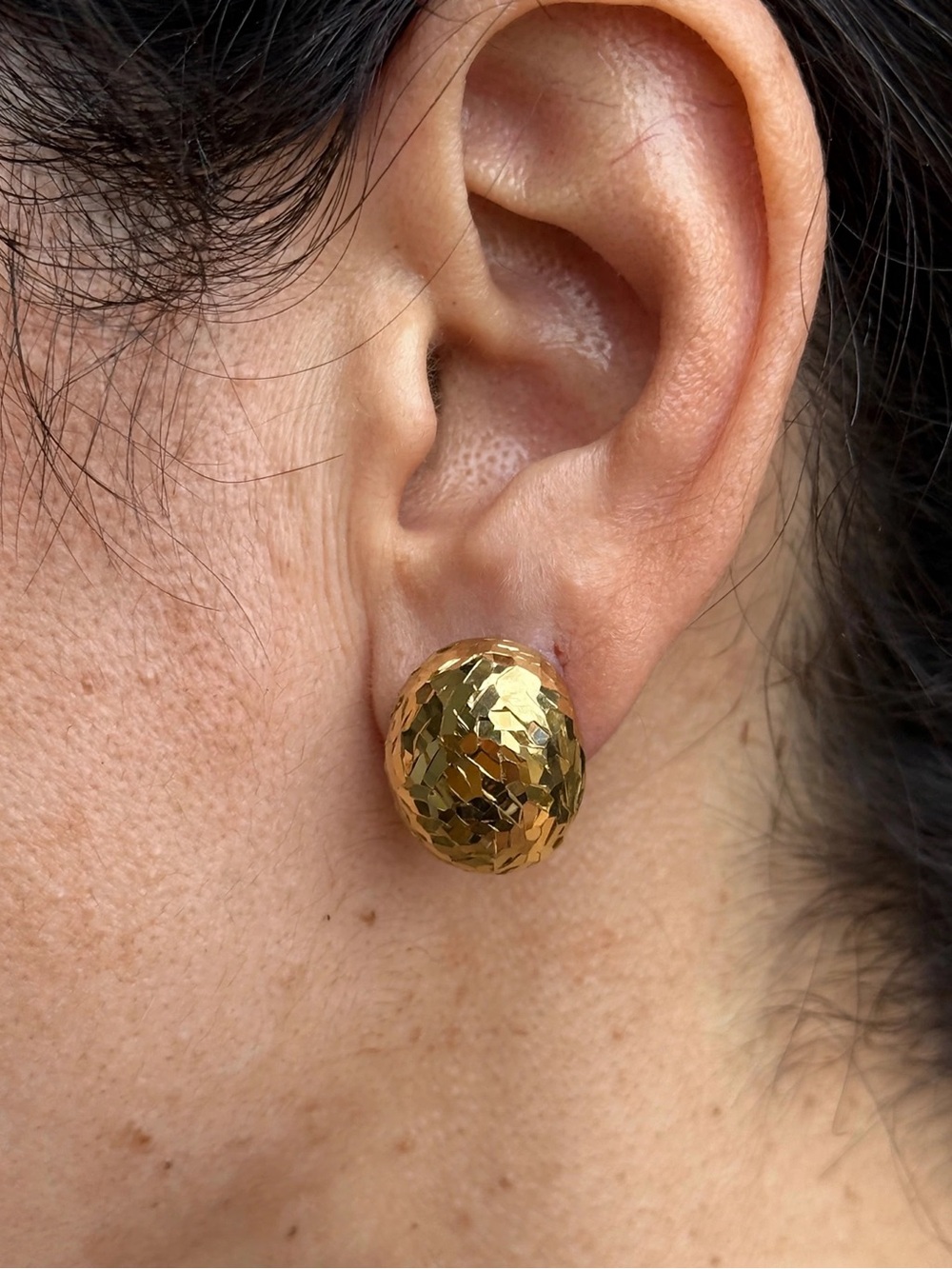 New Amimi | Gold Faceted Dome Stud Earrings | S925 Posts E131